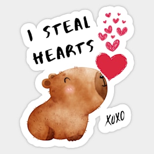 Capybara I Steal Hearts Capy Valentine's Day Sticker